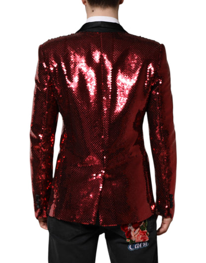 Dolce & Gabbana Red SICILIA Sequin Embellish Blazer Jacket