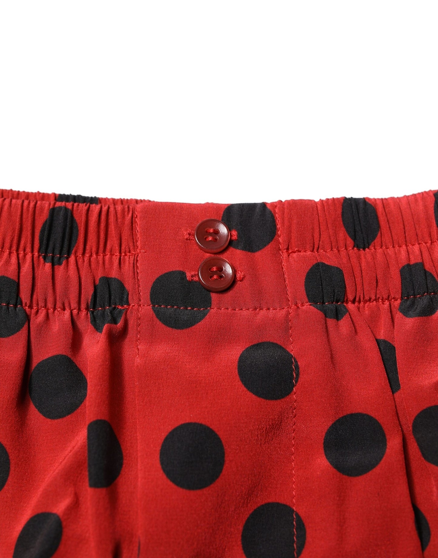 Dolce & Gabbana Red Silk Polka Dot Beachwear Shorts Swimwear