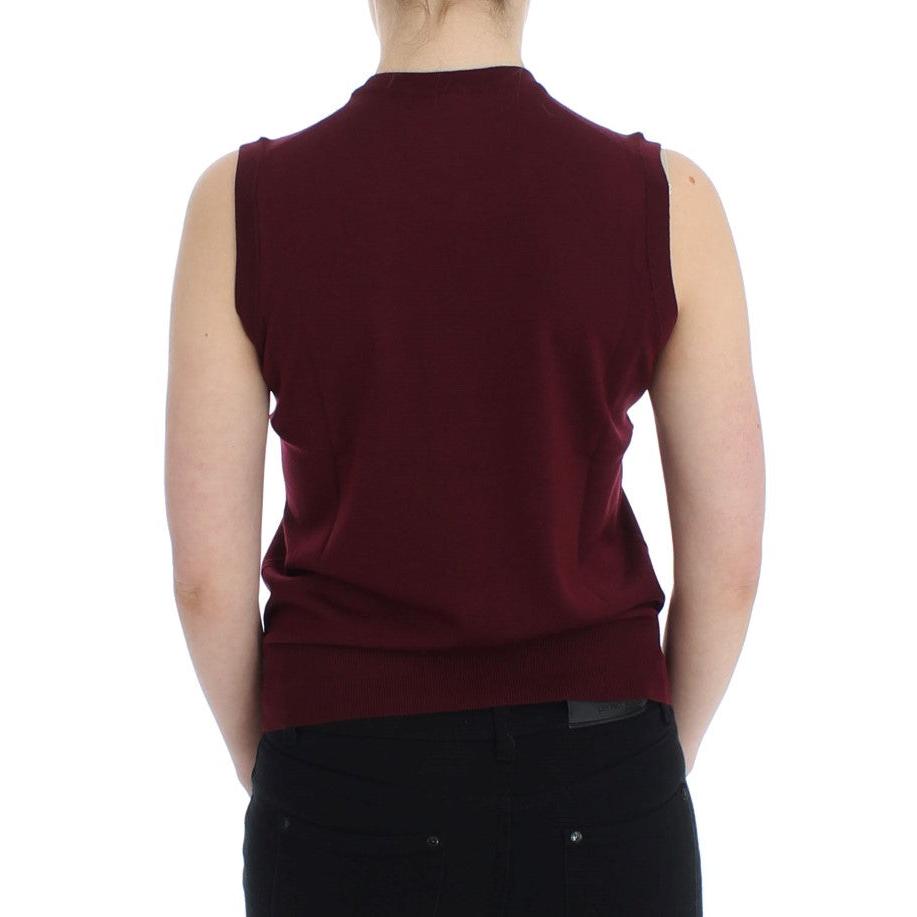 Dolce & Gabbana Red Sleeveless Crewneck Vest Pullover