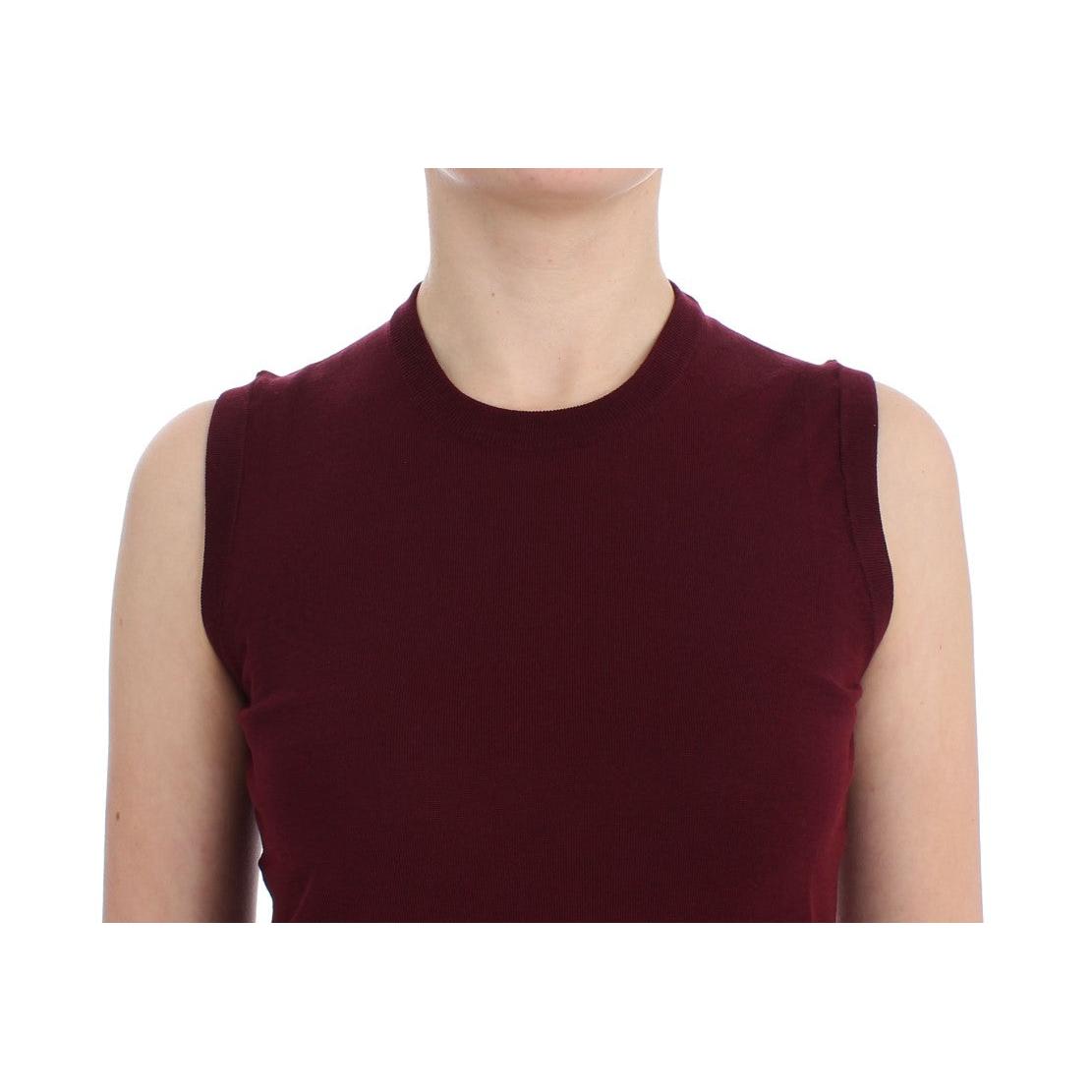 Dolce & Gabbana Red Sleeveless Crewneck Vest Pullover