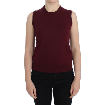 Dolce & Gabbana Red Sleeveless Crewneck Vest Pullover