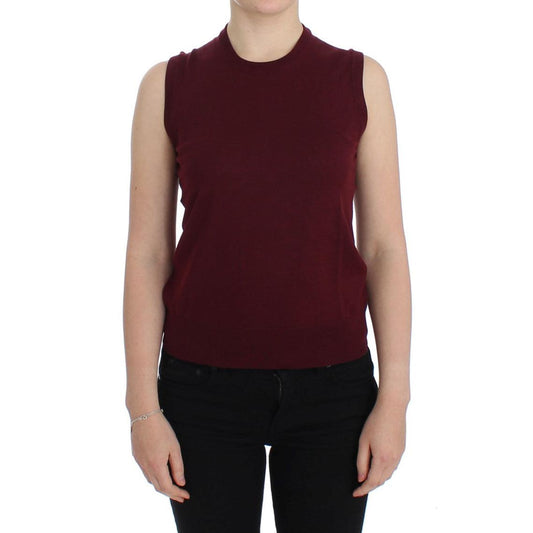 Dolce & Gabbana Red Sleeveless Crewneck Vest Pullover