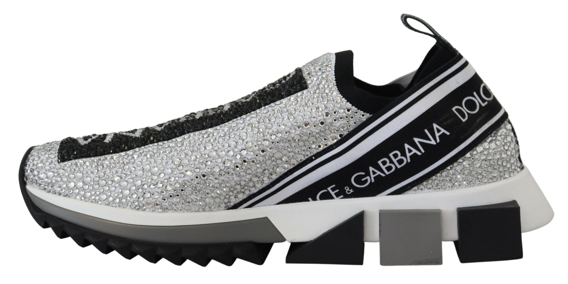 Dolce & Gabbana Silver Rhinestones Sorrento Sneakers Shoes