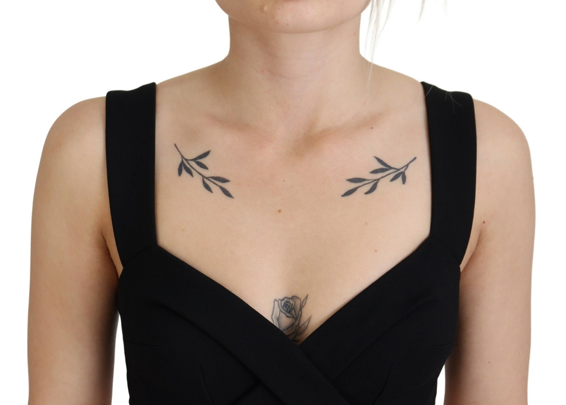 Dolce & Gabbana Sort Viscose Bodycon Sheath Midi Kjole