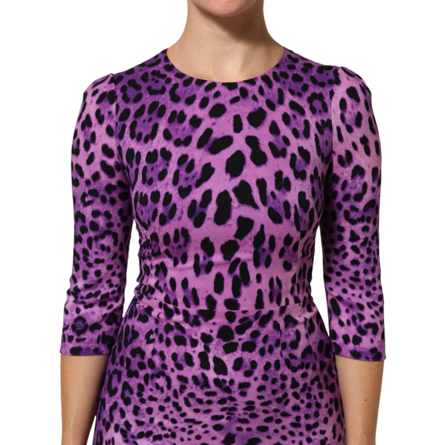 Dolce & Gabbana Violet Leopard Sheath Bodycon Mini Dress