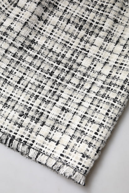 Dolce & Gabbana White Black High Waist Tartan Tweed Mini Skirt