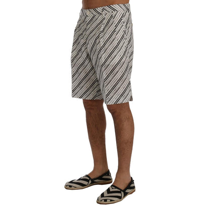 Dolce & Gabbana White Black Striped Casual Shorts