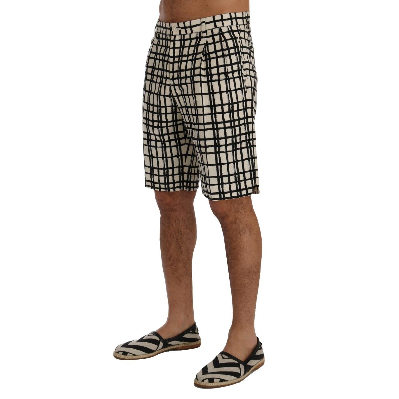 Dolce & Gabbana White Black Striped Casual Shorts