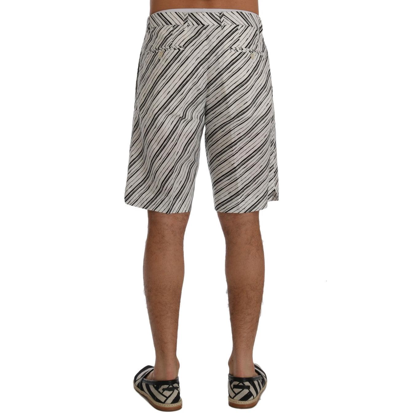 Dolce & Gabbana White Black Striped Casual Shorts