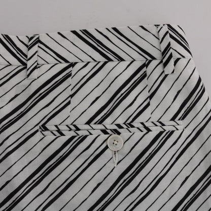 Dolce & Gabbana White Black Striped Casual Shorts