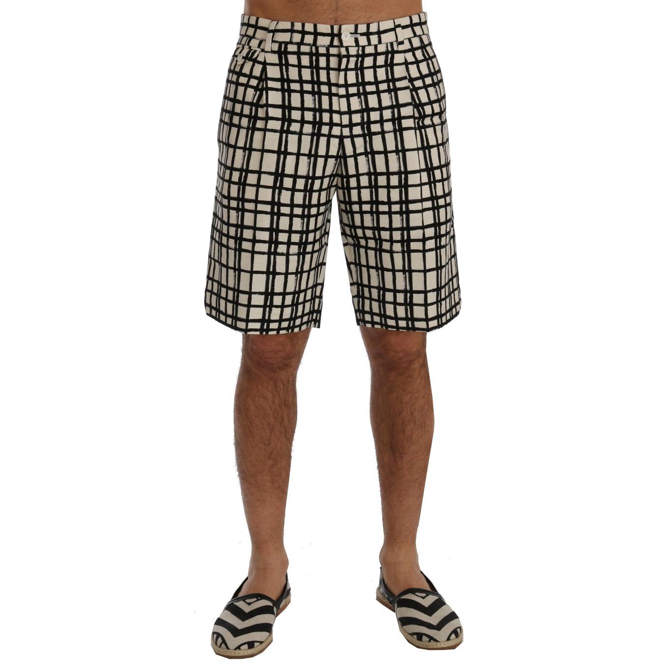 Dolce & Gabbana White Black Striped Casual Shorts