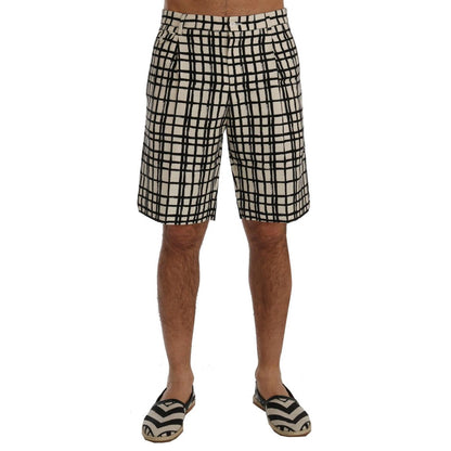 Dolce & Gabbana White Black Striped Casual Shorts