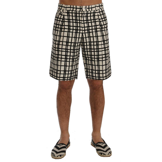 Dolce & Gabbana White Black Striped Casual Shorts