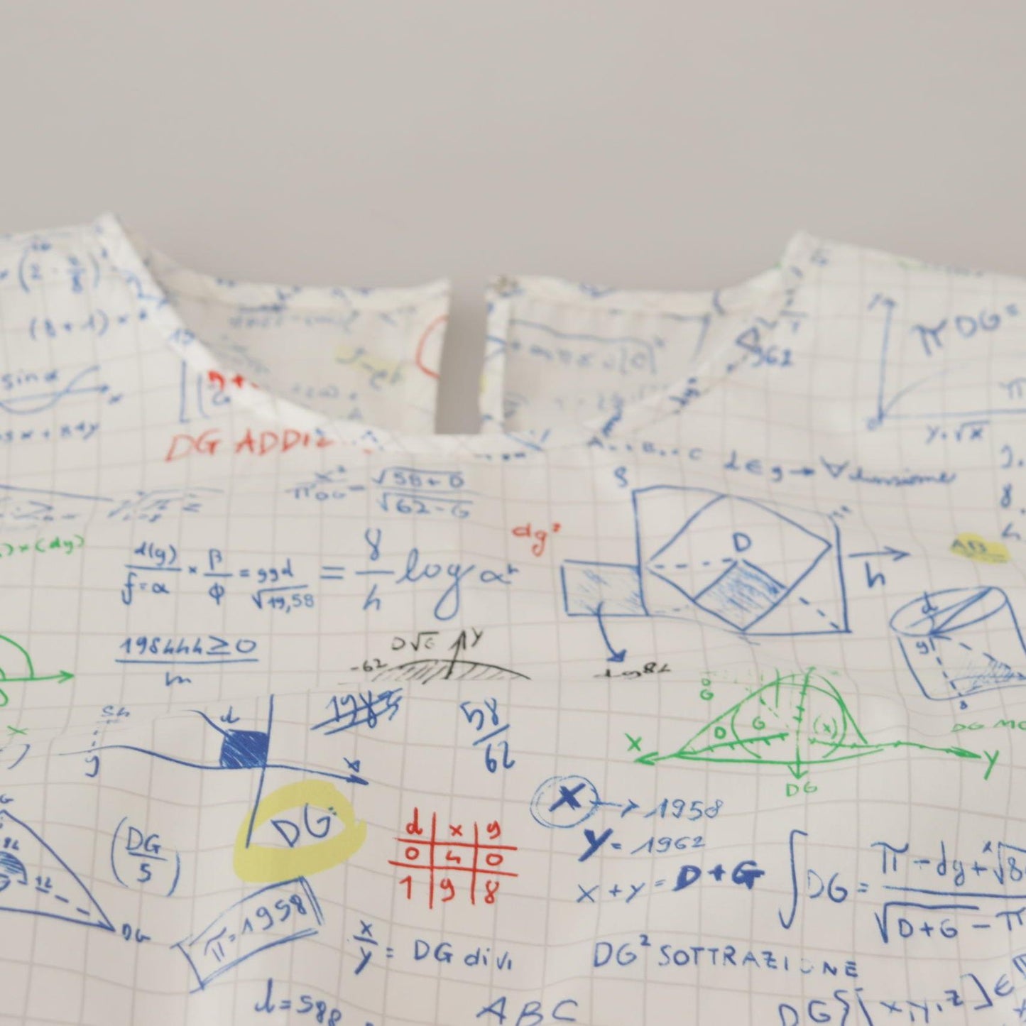 Dolce & Gabbana White Cotton Algebra Print Short Sleeves Top