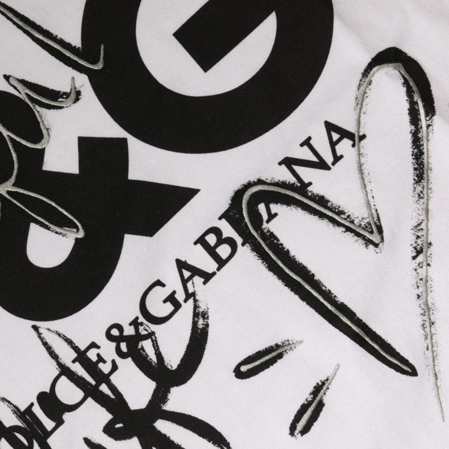 Dolce & Gabbana White Cotton Logo Print Round Neck T-shirt
