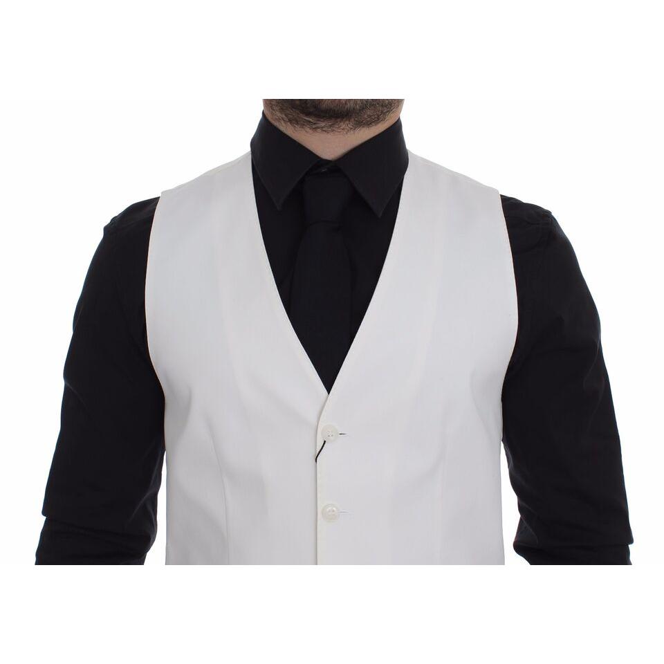 Dolce & Gabbana White Cotton Silk Blend Dress Vest Blazer