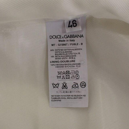 Dolce & Gabbana White Cotton Silk Blend Dress Vest Blazer