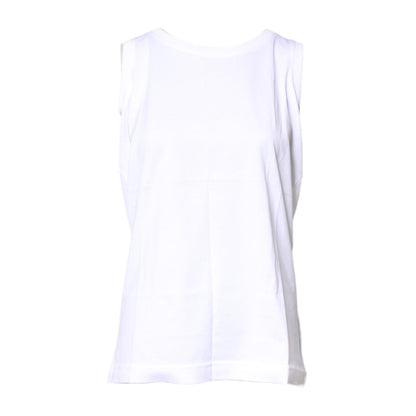 Dolce & Gabbana White Cotton Sleeveless Crew Neck T-shirt
