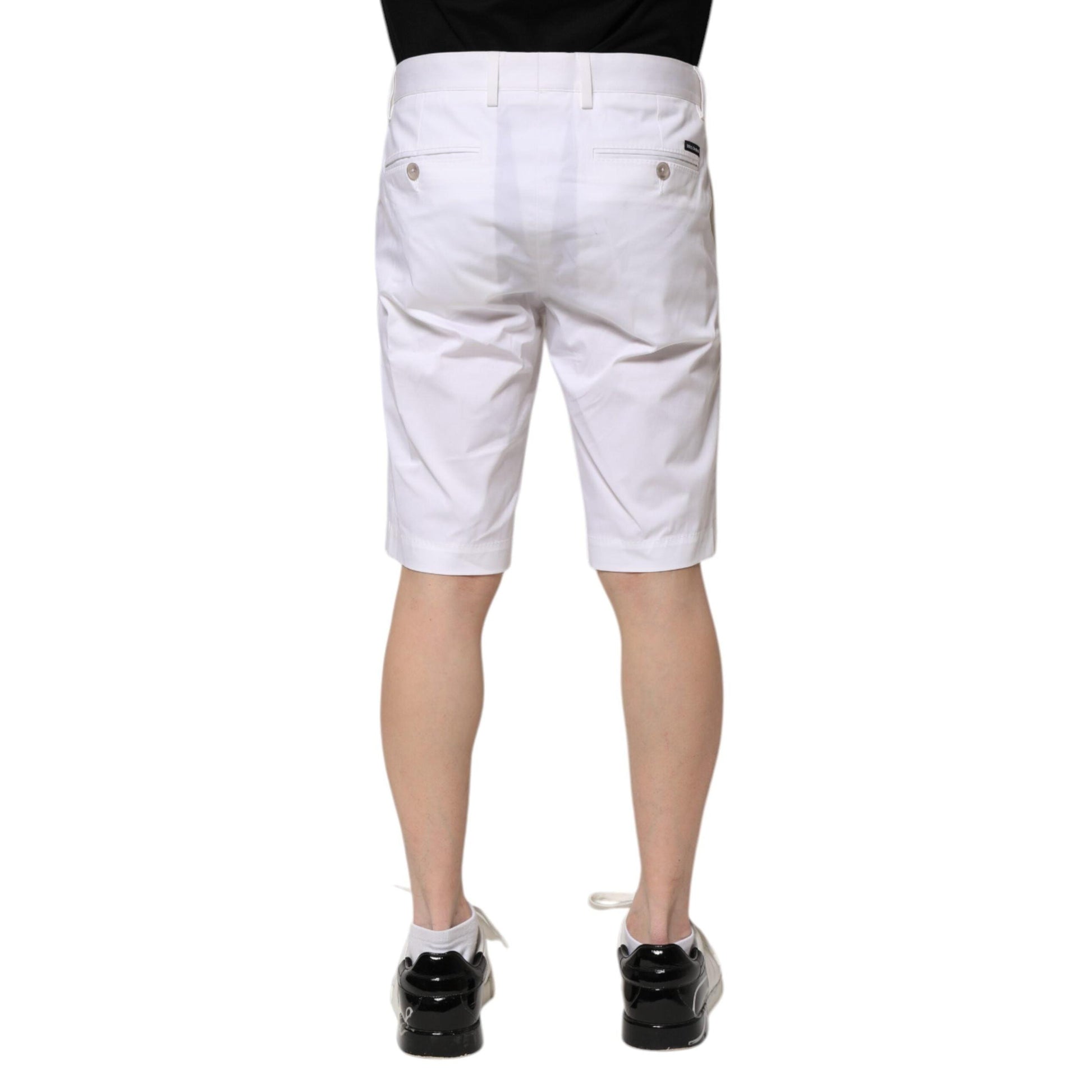 Dolce & Gabbana White Cotton Stretch Men Denim Bermuda Shorts