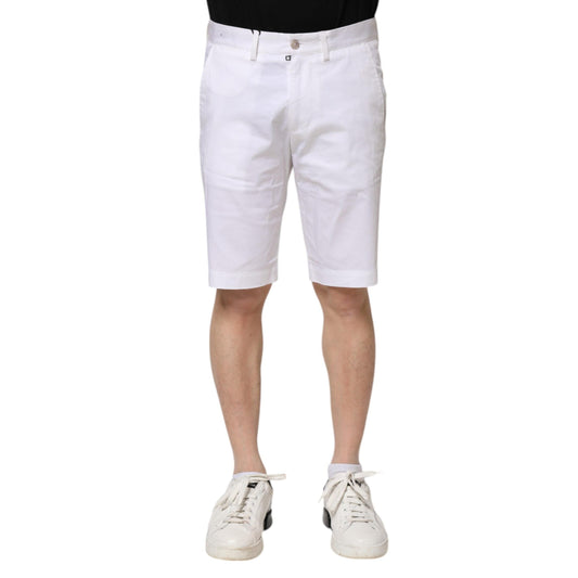 Dolce & Gabbana White Cotton Stretch Men Denim Bermuda Shorts