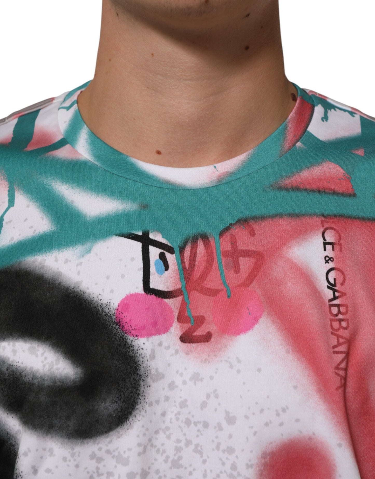 Dolce & Gabbana White Graffiti Crew Neck Short Sleeves T-shirt