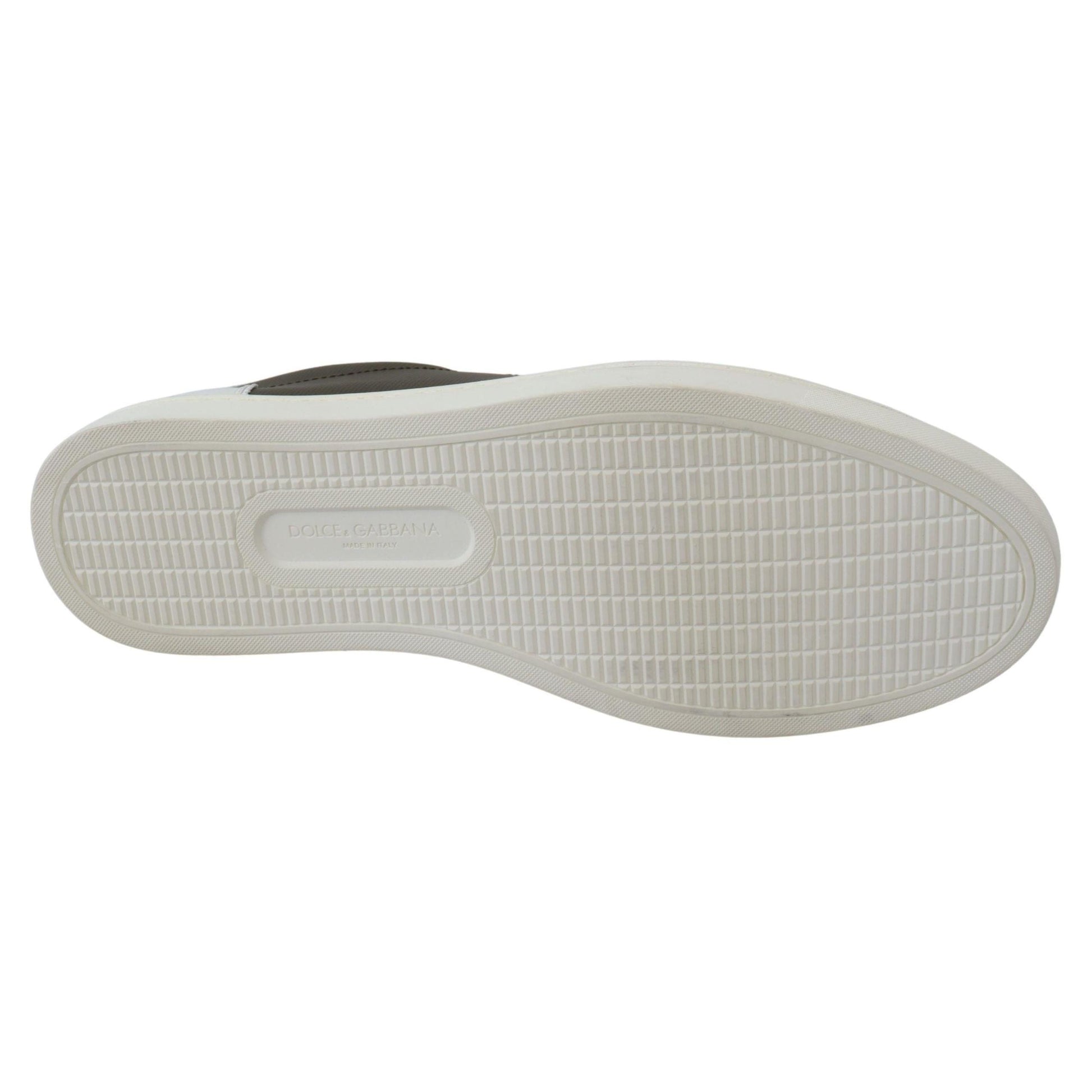 Dolce & Gabbana White Green Leather Low Top Sneakers Shoes
