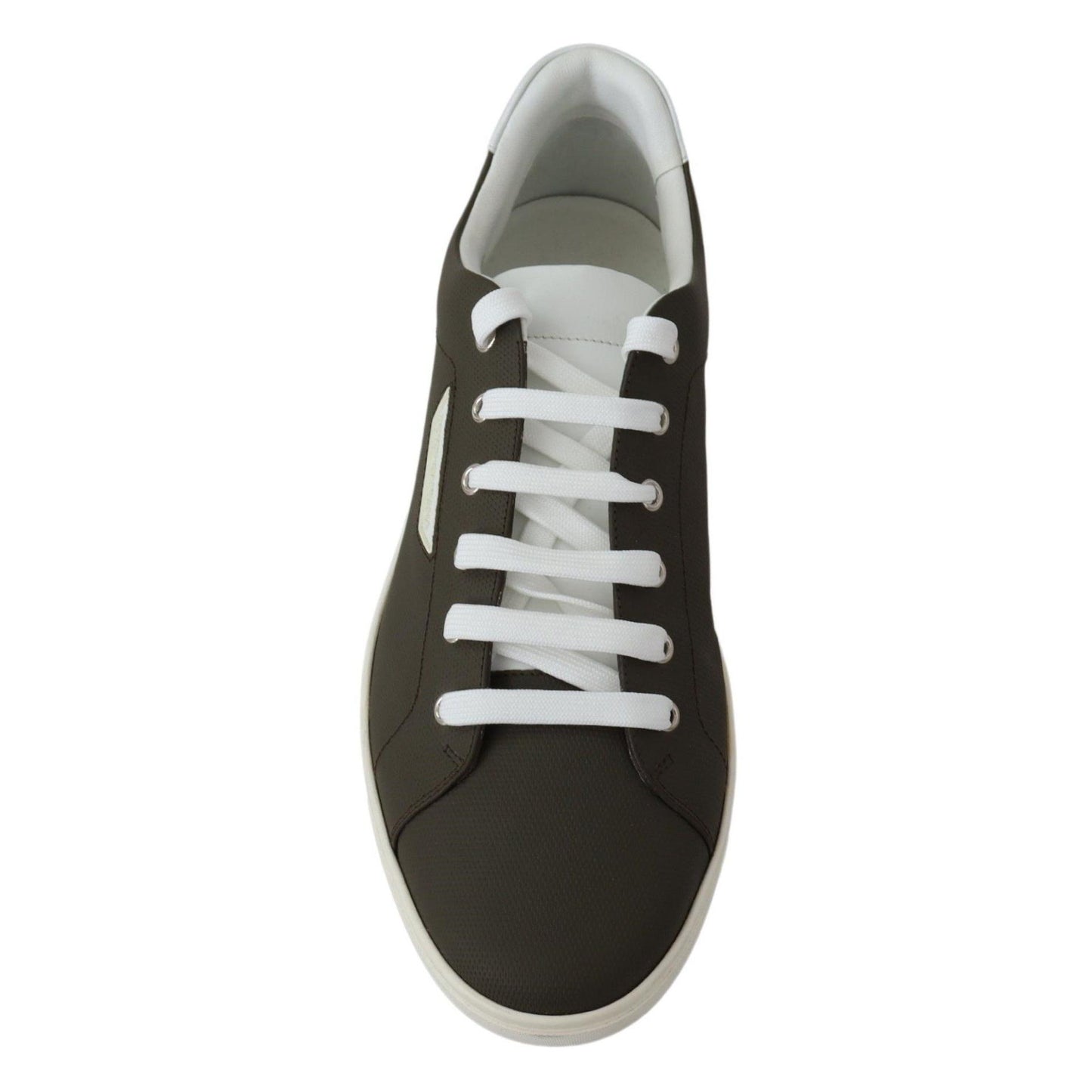 Dolce & Gabbana White Green Leather Low Top Sneakers Shoes