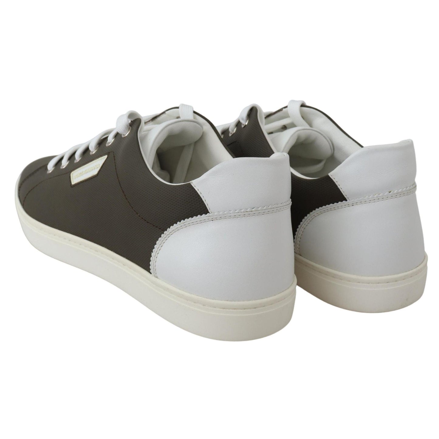 Dolce & Gabbana White Green Leather Low Top Sneakers Shoes