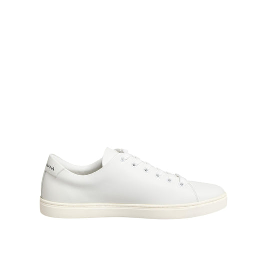 Dolce & Gabbana White Leather Sacre Heart Patch Sneakers Shoes