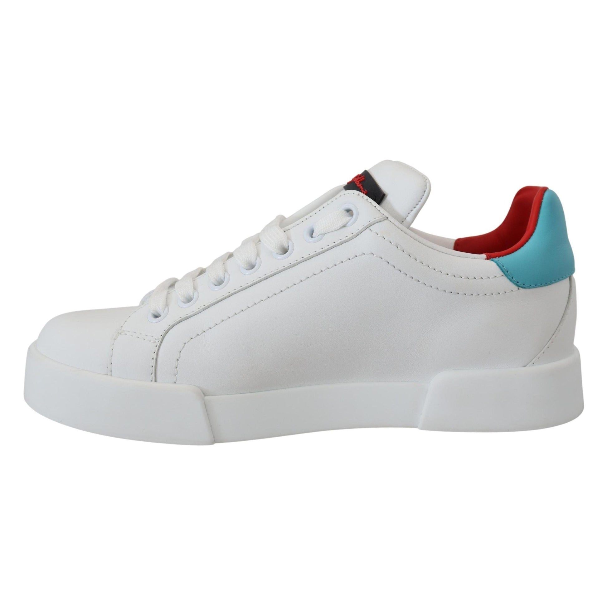 Dolce & Gabbana White Leather Sneakers Portofino Logo Heart Shoes