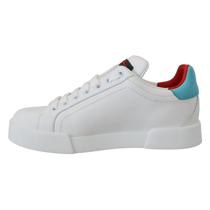 Dolce & Gabbana White Leather Sneakers Portofino Logo Heart Shoes