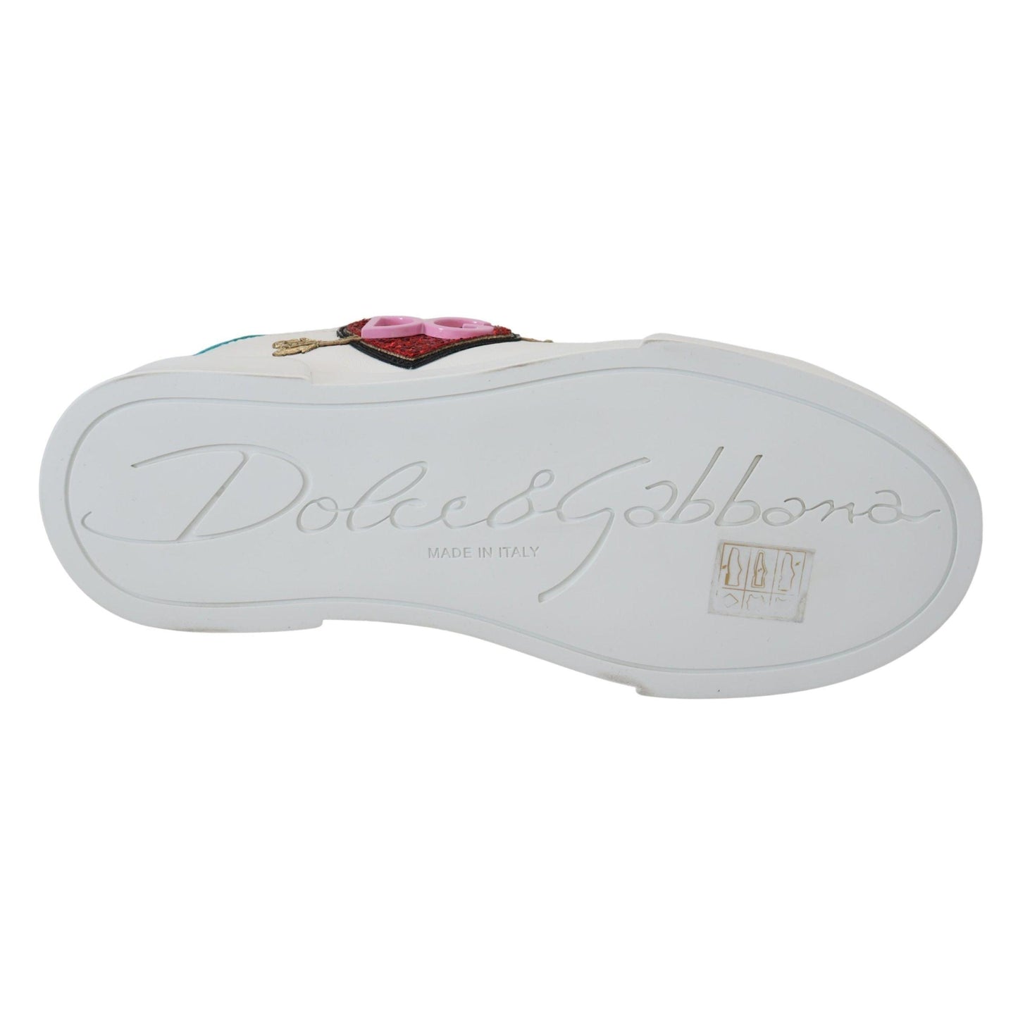 Dolce & Gabbana White Leather Sneakers Portofino Logo Heart Shoes