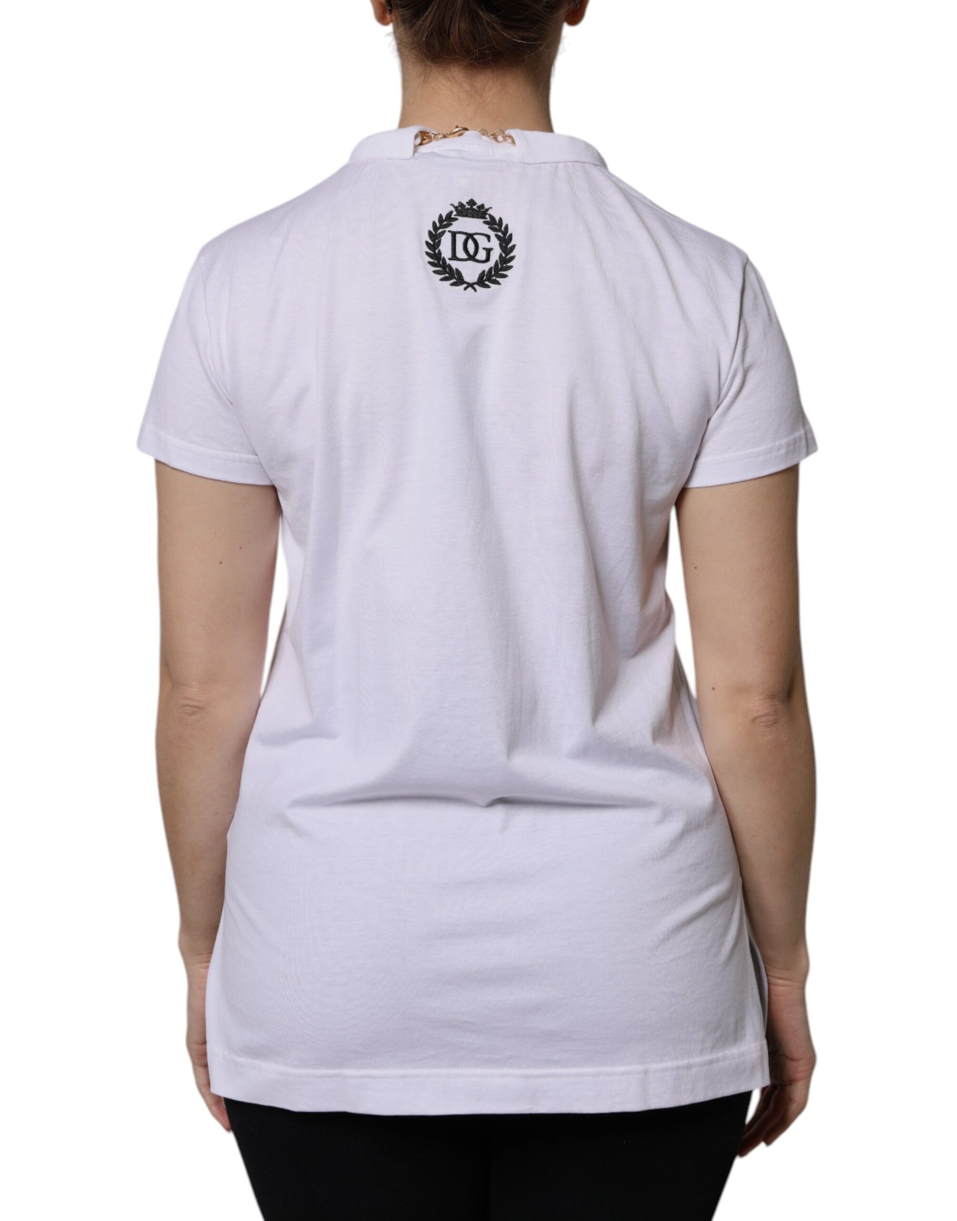 Dolce & Gabbana White Necklace Cotton Short Sleeve T-shirt