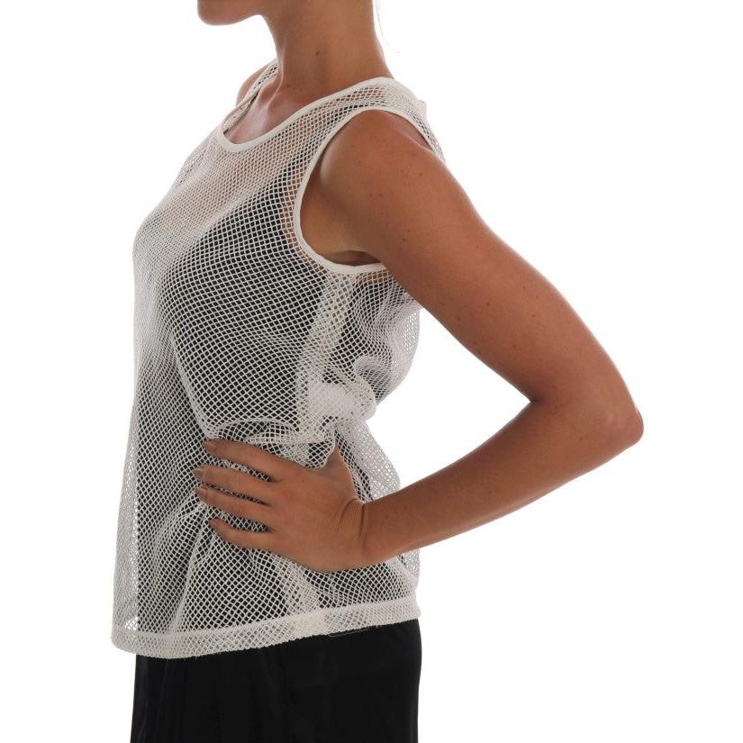 Dolce & Gabbana White Net Tank Transparent Top