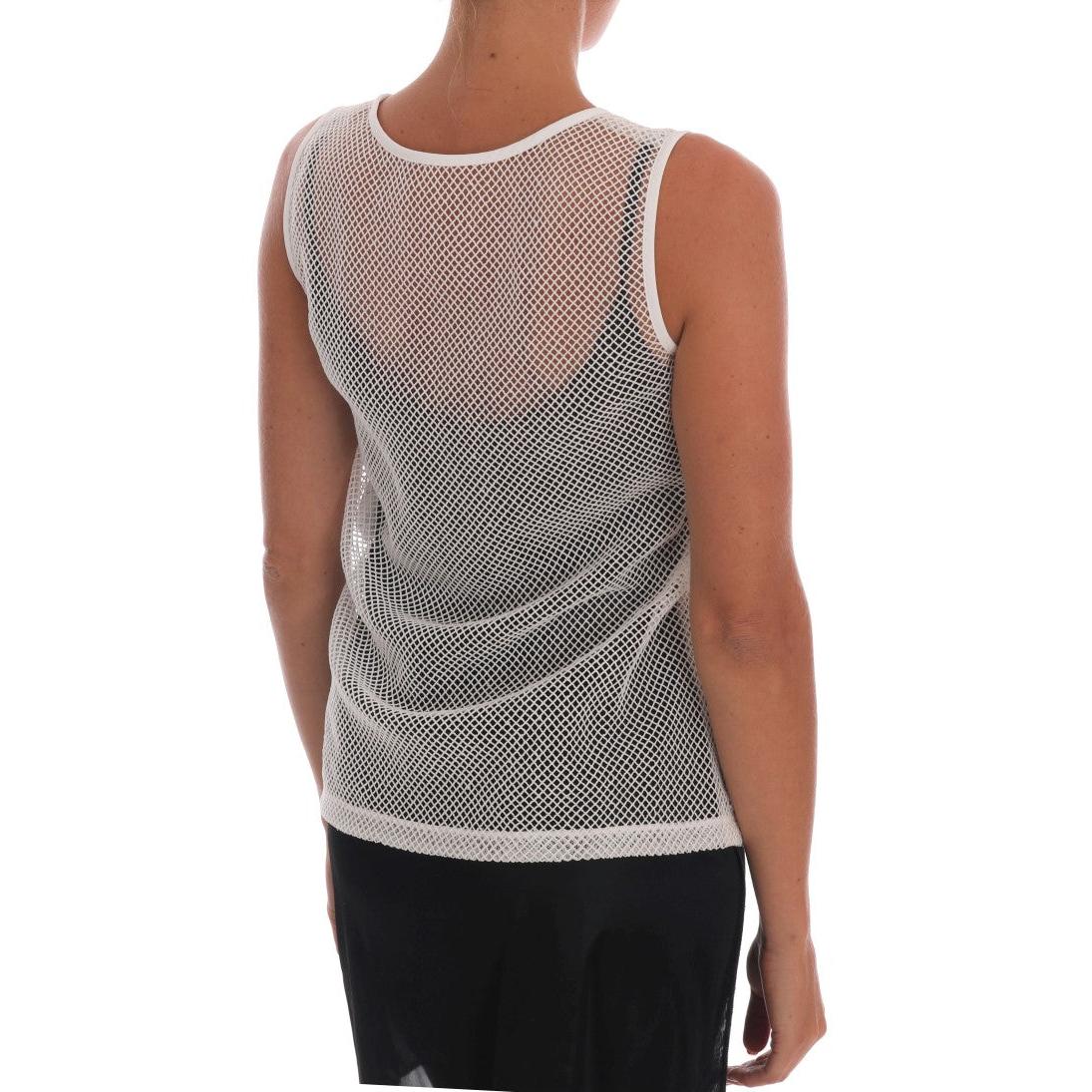 Dolce & Gabbana White Net Tank Transparent Top