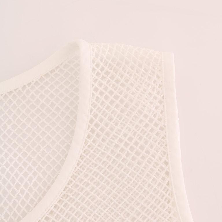 Dolce & Gabbana White Net Tank Transparent Top