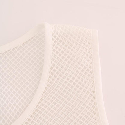 Dolce & Gabbana White Net Tank Transparent Top