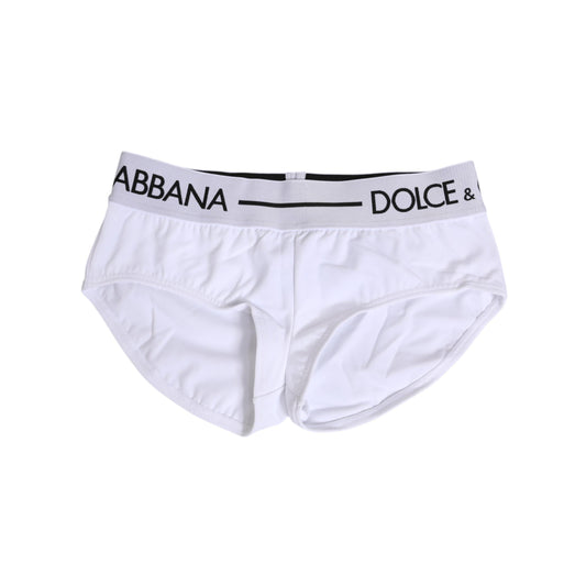 Dolce & Gabbana White Nylon Logo Waistband Shorts Underwear