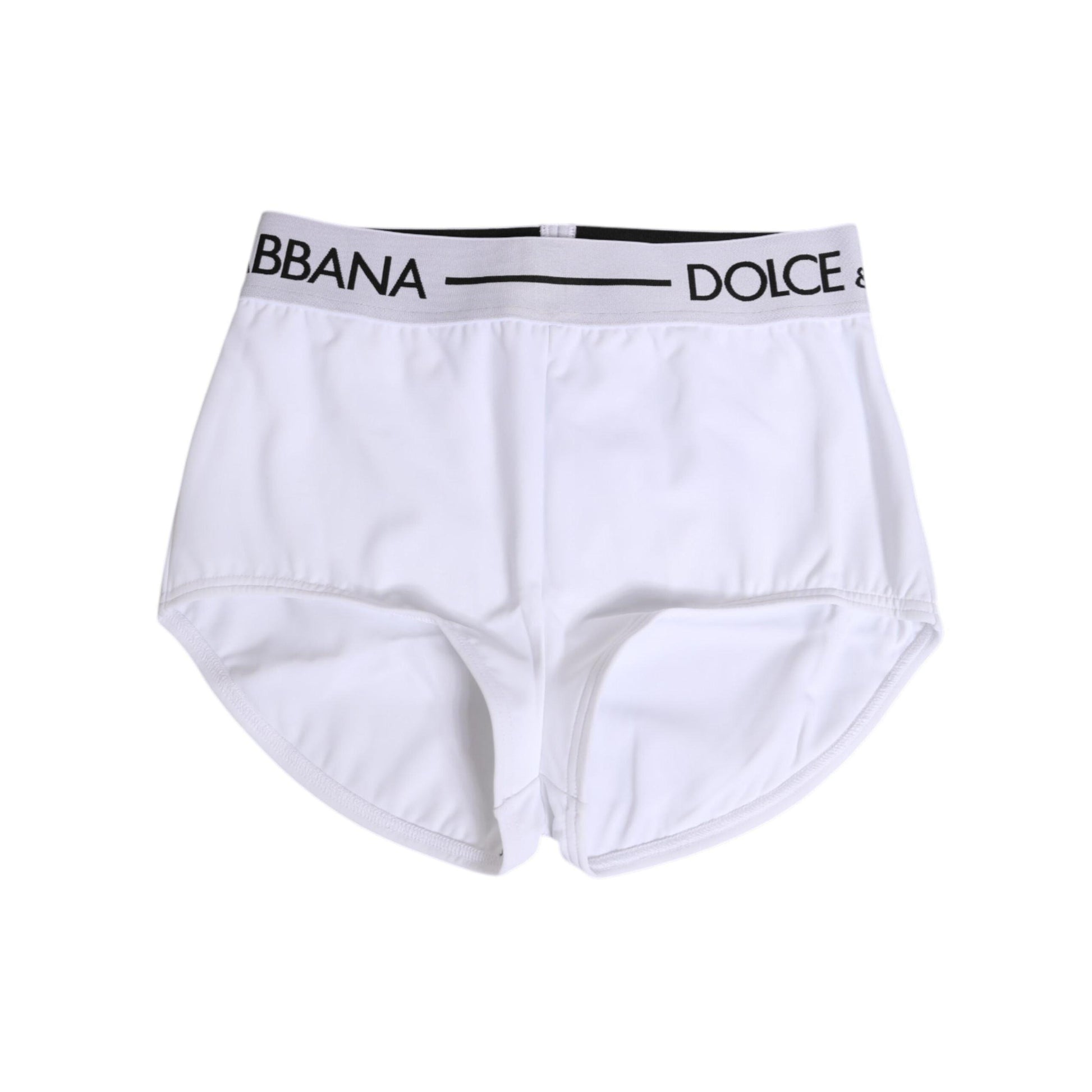 Dolce & Gabbana White Nylon Logo Waistband Shorts Underwear