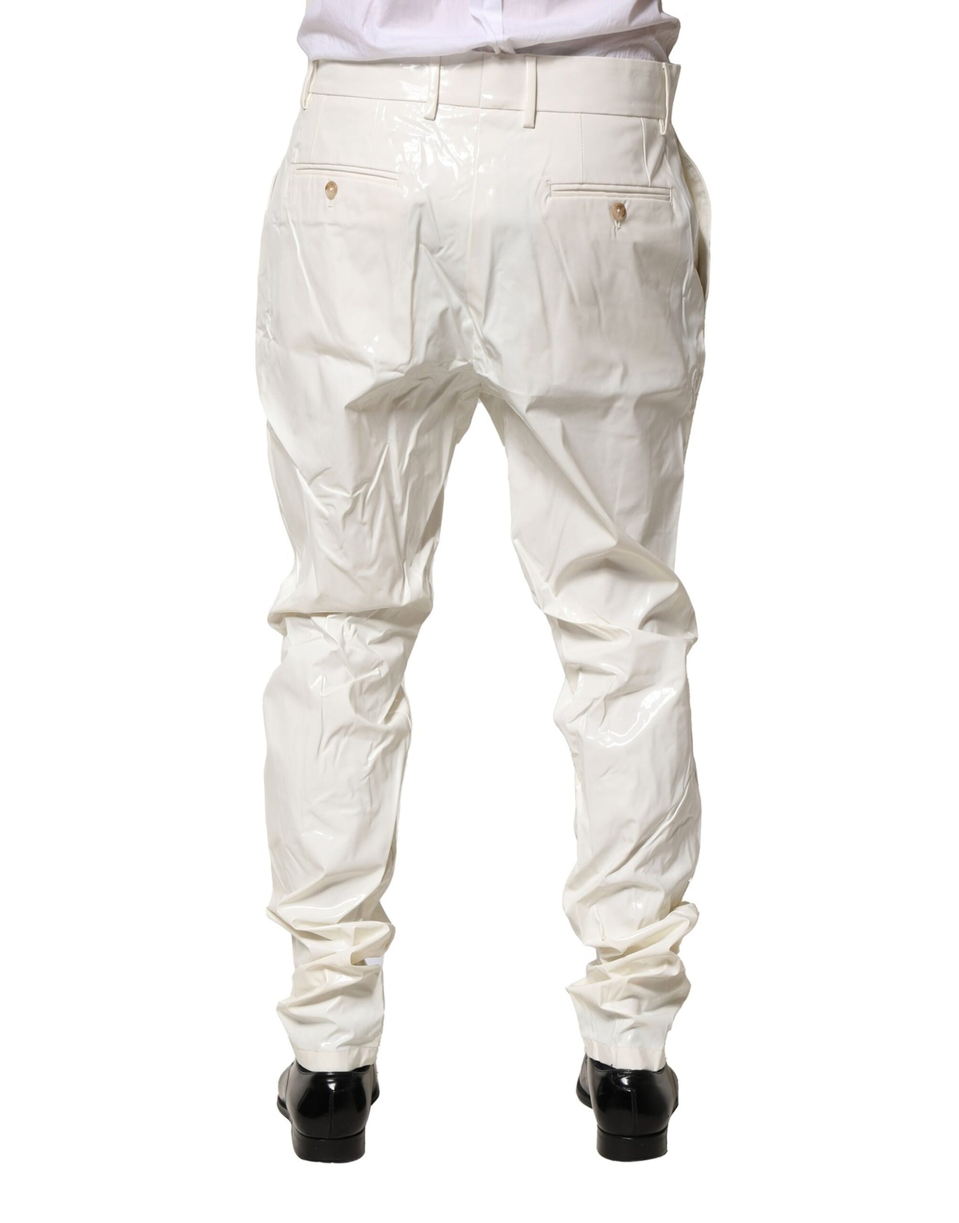 Dolce & Gabbana White Nylon Tapered Dress Men Pants