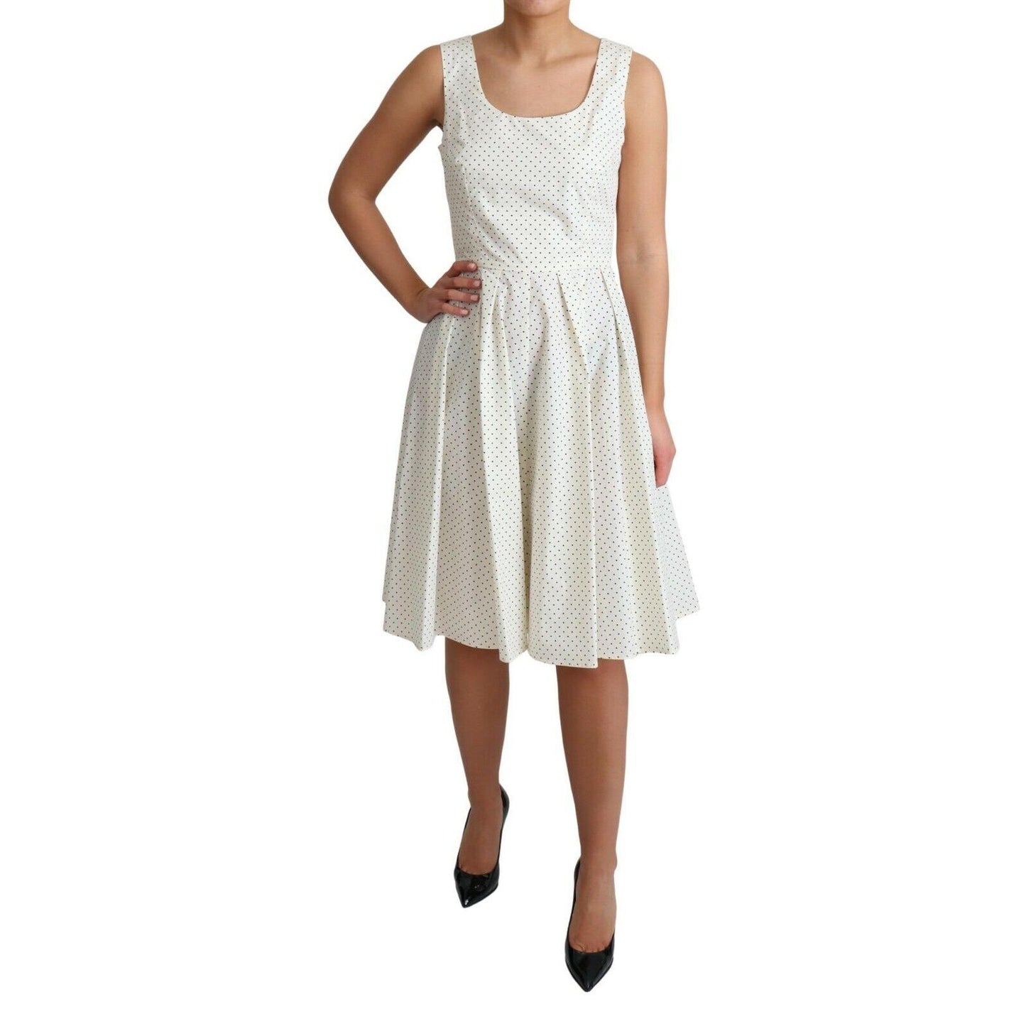 Dolce & Gabbana White Polka Dotted Cotton A-Line Dress