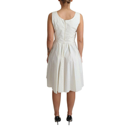 Dolce & Gabbana White Polka Dotted Cotton A-Line Dress
