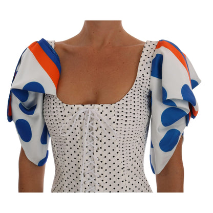 Dolce & Gabbana White Polka Silk Corset Bustier Top