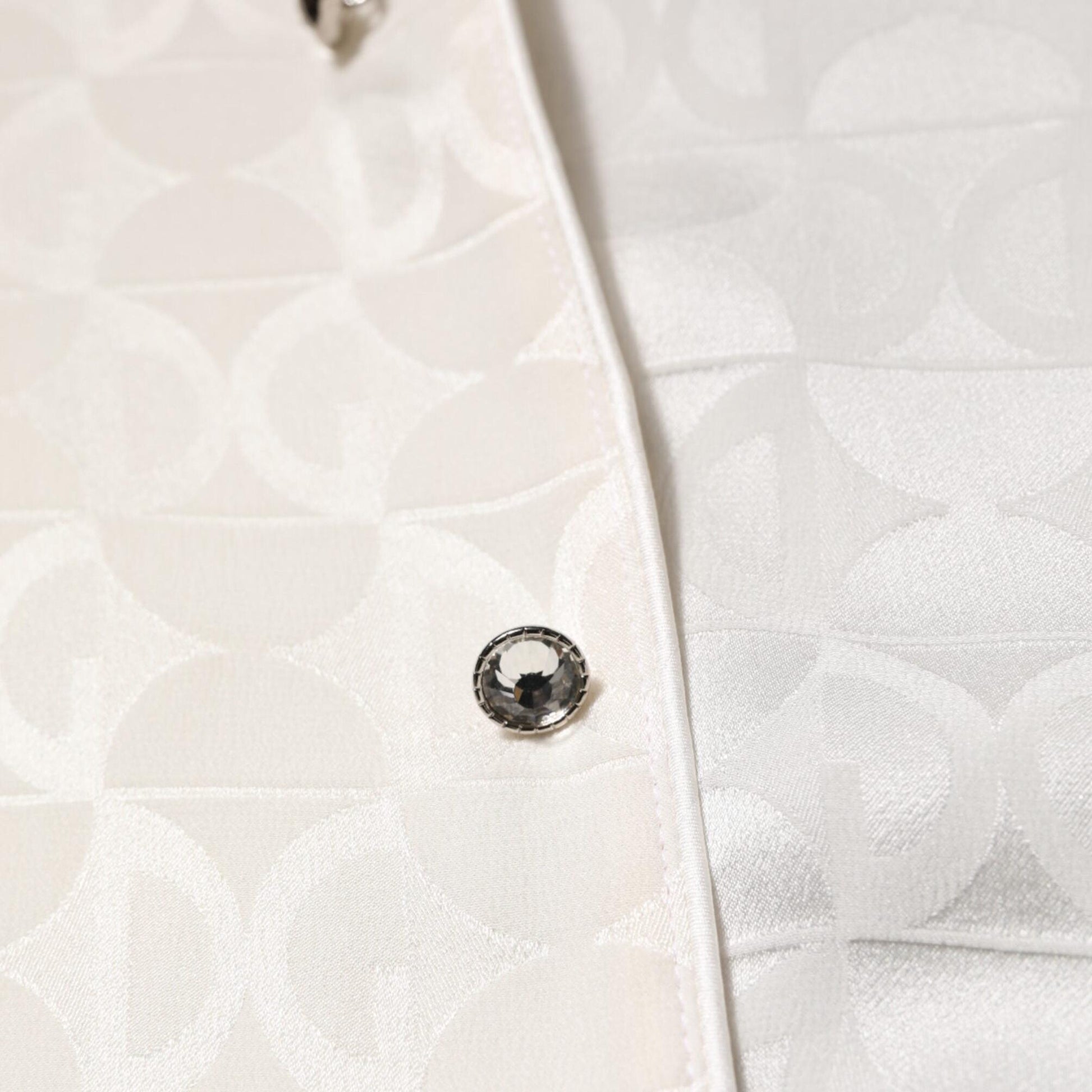 Dolce & Gabbana White Silk DG Logo Print Long Sleeves Shirt