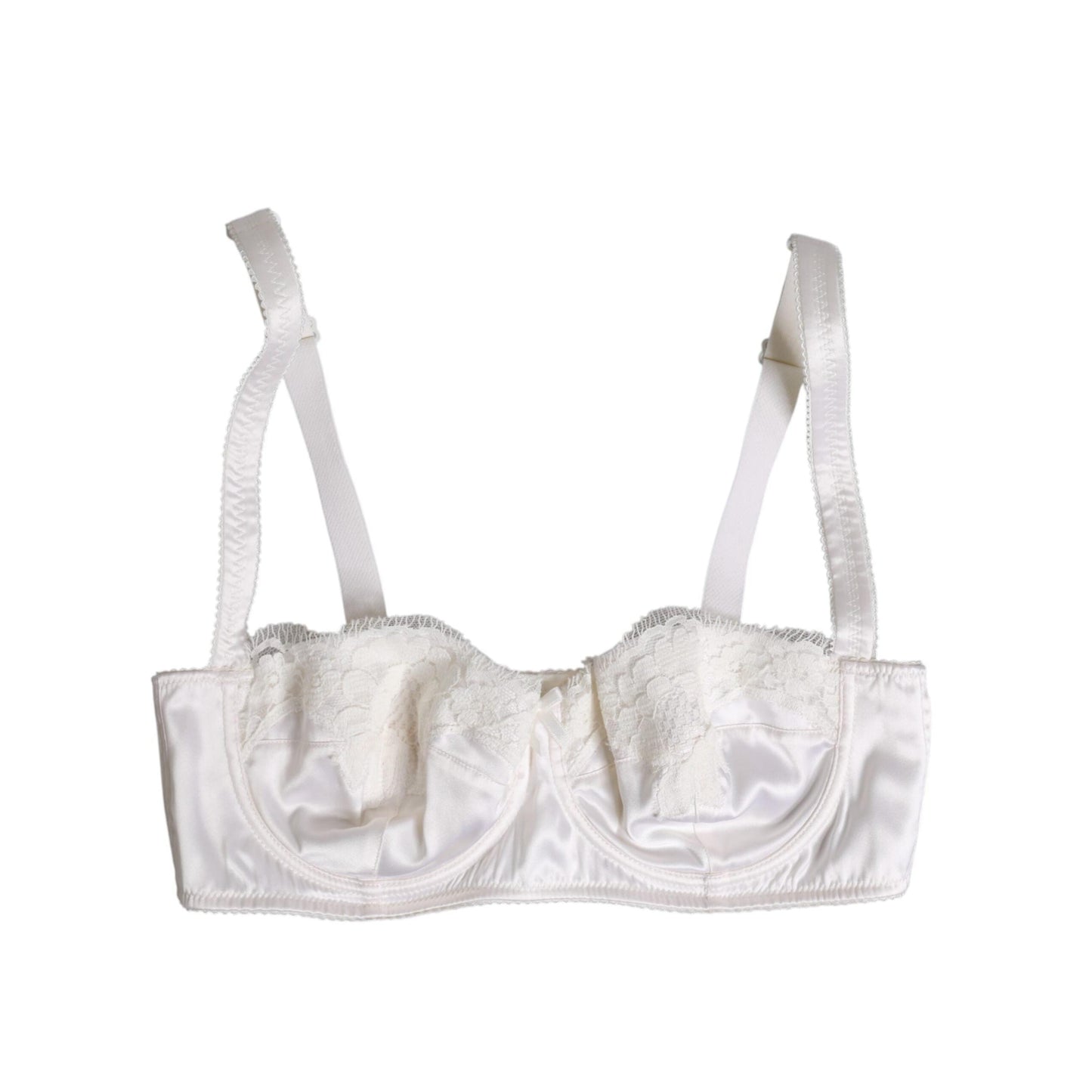 Dolce & Gabbana White Silk Underwired Balconette Bra Underwear