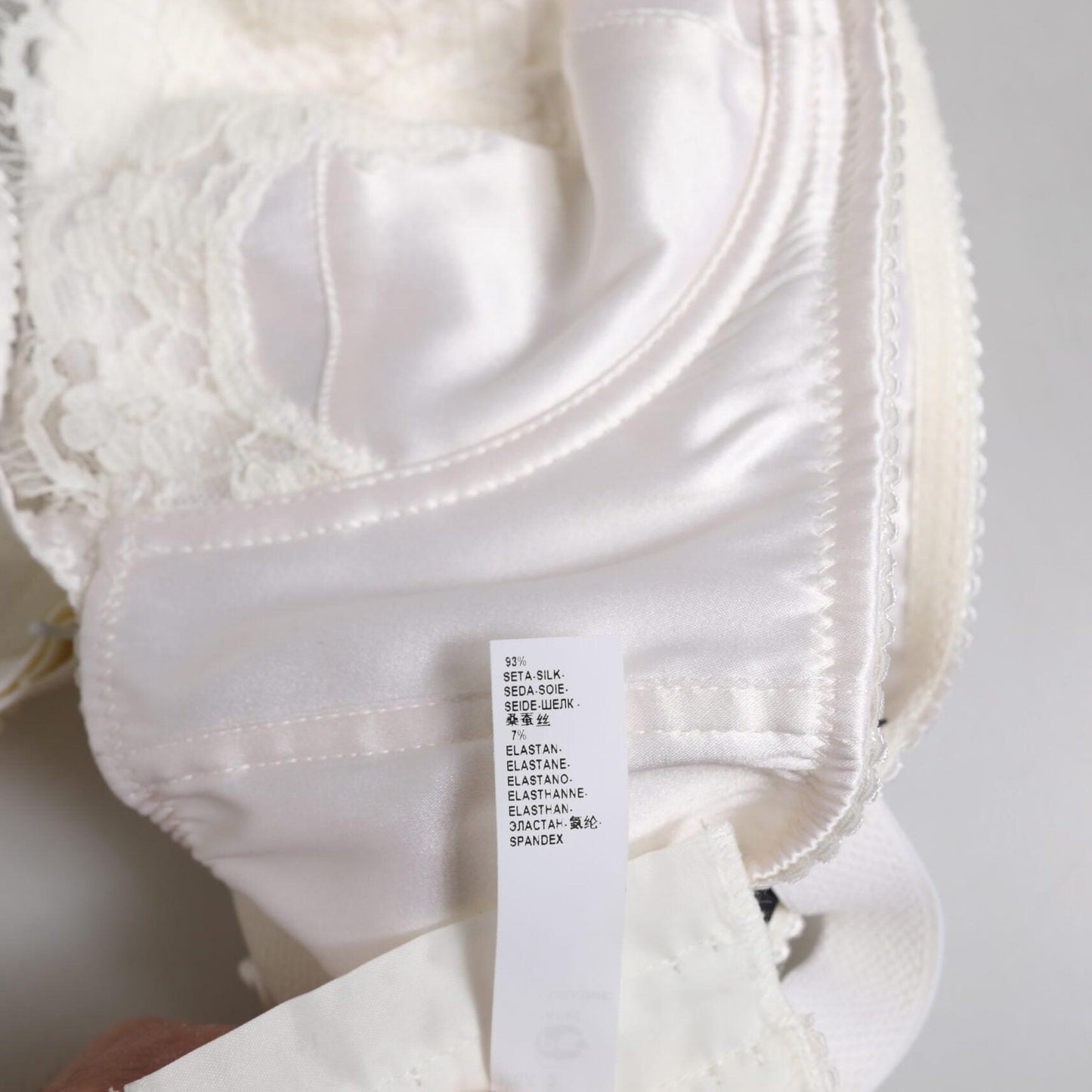 Dolce & Gabbana White Silk Underwired Balconette Bra Underwear