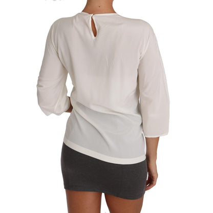 Dolce & Gabbana White Silk #dgfamily Blouse T-shirt