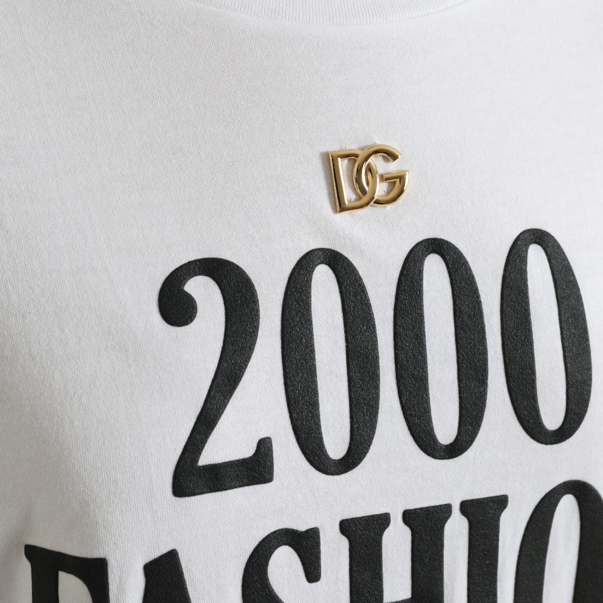 Dolce & Gabbana White Slogan Print Lacing Detailed T-shirt