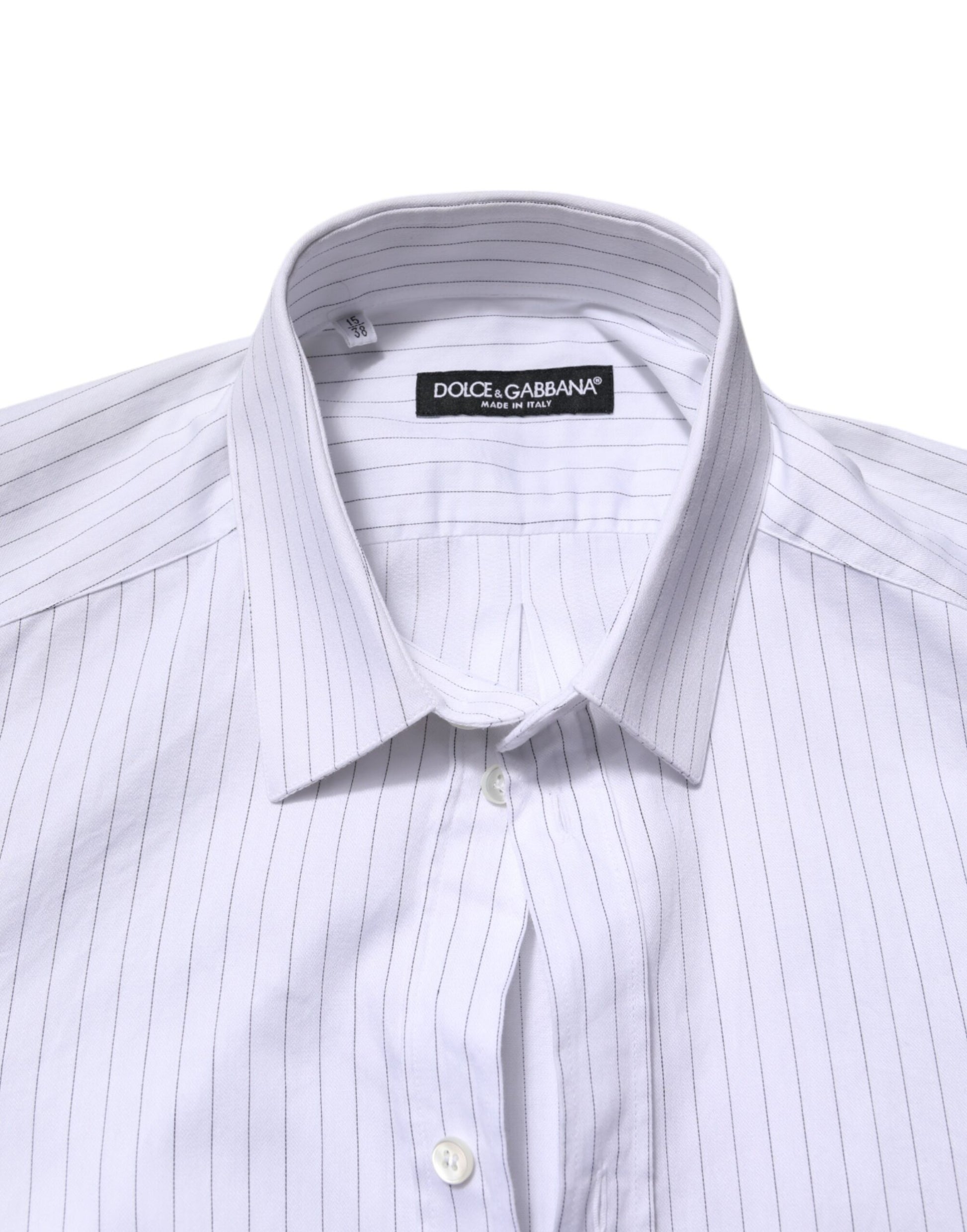 Dolce & Gabbana White Stripes Cotton Long Sleeve Formal Shirt