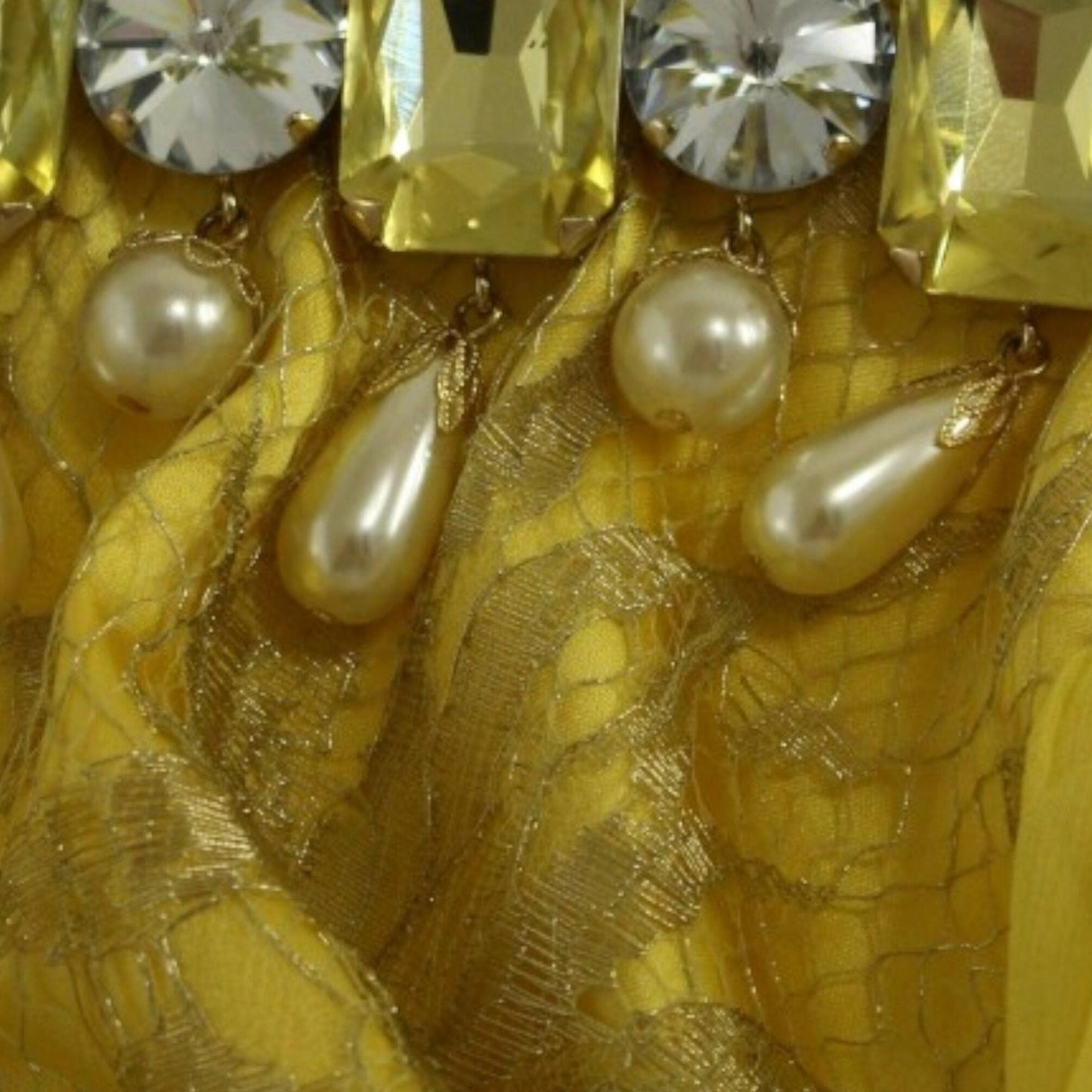 Dolce & Gabbana Yellow lace crystal mini dress